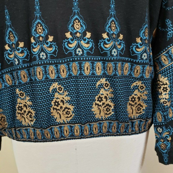 Free People Medallion Printed Top Linen Blend  XS - Picture 5 of 10